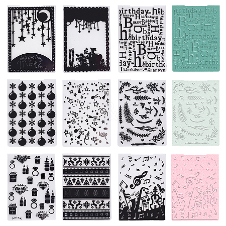 Globleland 9Pcs 9 Patterns Plastic Fondant Stencil DIY-GL0001-54-1