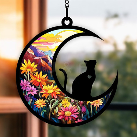 Moon with Cat Window Suncatchers PW-WG7D0D8-06-1