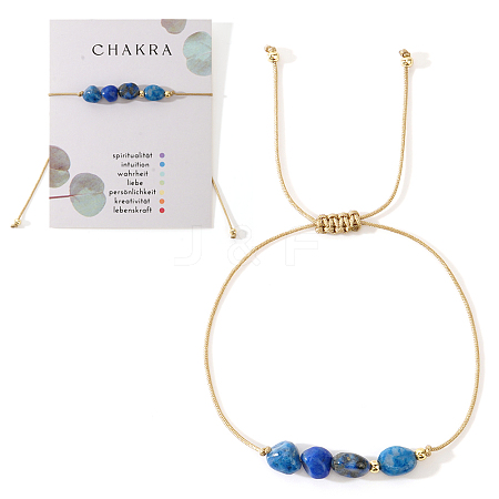 Chakra Adjustable Natural Lapis Lazuli Bead Braided Bead Bracelets UY1901-9-1