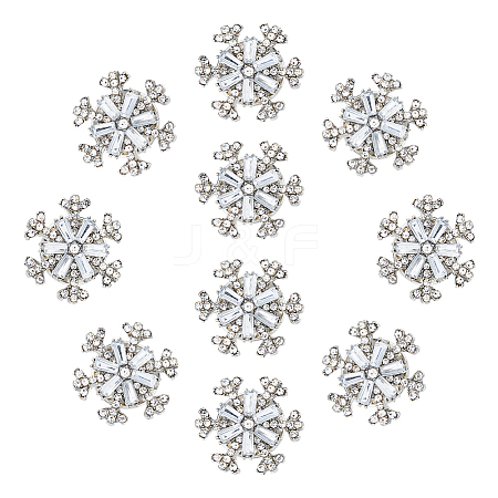 10Pcs Snowflake Alloy Rhinestone Lapel Pin Backs JEWB-FH0002-52-1
