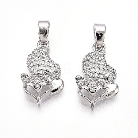 Brass Micro Pave Cubic Zirconia Pendants KK-T070-84P-1