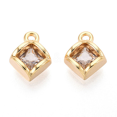 Brass Micro Pave Cubic Zirconia Charms KK-N263-65G-1