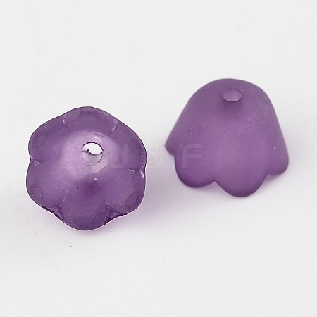 Purple Transparent Frosted Tulip Flower Acrylic Bead Caps X-PL543-7-1