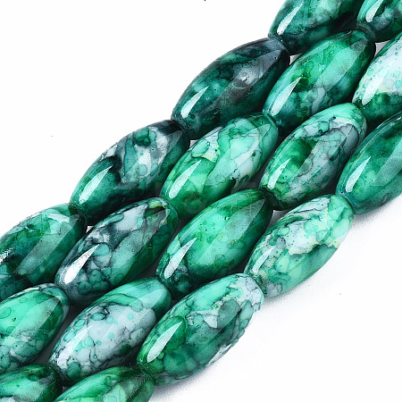 Baking Paint Glass Beads Strands DGLA-S115-22x10mm-S59-1