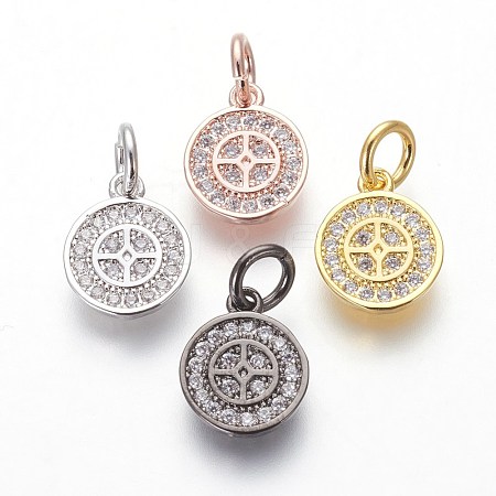 Eco-Friendly Brass Micro Pave Cubic Zirconia Charms ZIRC-J021-18-RS-1