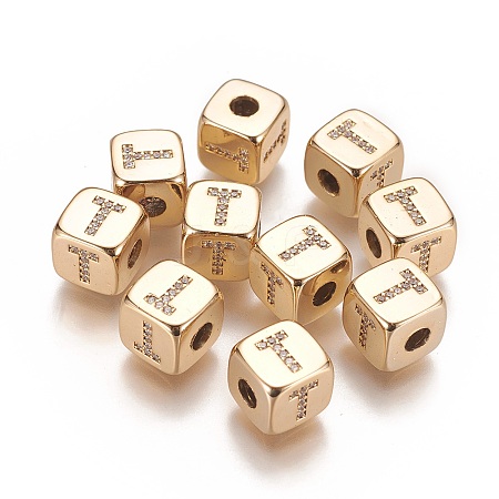 Brass Micro Pave Cubic Zirconia Beads KK-K238-16G-T-1
