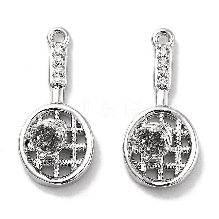 Rack Plating Brass Clear Cubic Zirconia Pendants KK-M102-23G-P-1