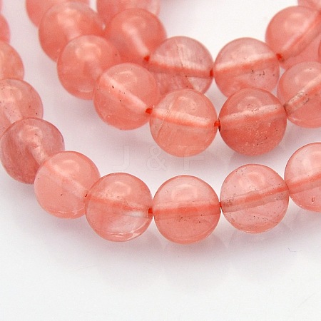 Cherry Quartz Glass Beads Strands G-N0120-32B-8mm-1