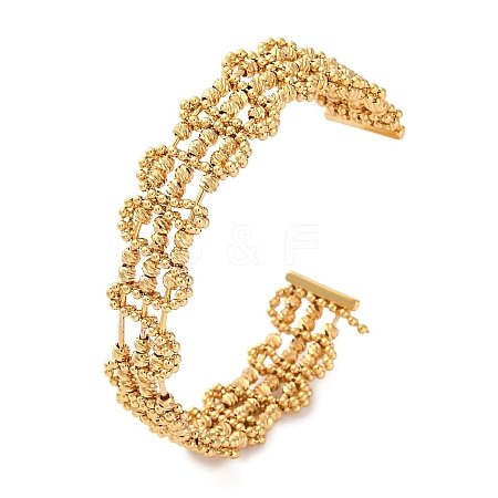 Brass Beads Open Cuff Bangles KK-S404-03G-1