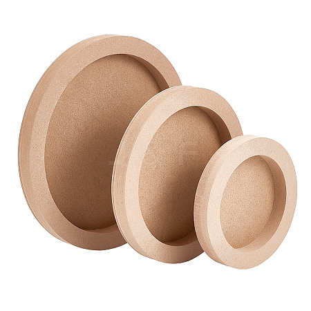 3Pcs 3 Style Flat Round Wooden Picture Frames TOOL-WH0118-17-1