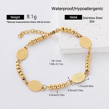 304 Stainless Steel Oval with Religion Virgin Link Bracelets for Women YL3658-2-1