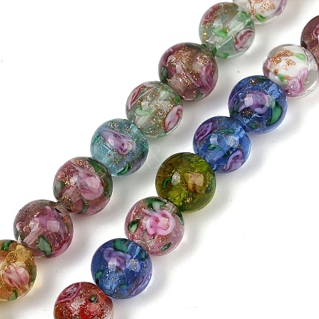 Handmade Glod Sand Lampwork Beads Strands LAMP-B028-03H-10mm-1