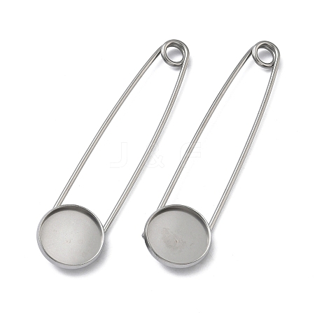 304 Stainless Steel Safety Pin Brooch Base Settings STAS-A142-02B-P-1