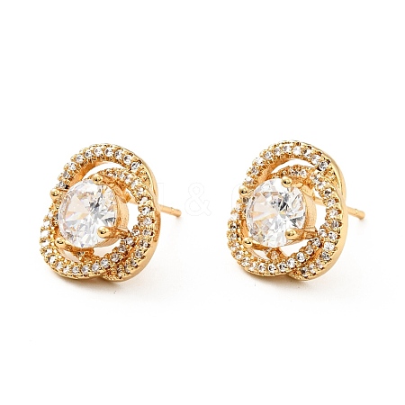 Clear Cubic Zirconia Knot Stud Earrings KK-D080-18G-1