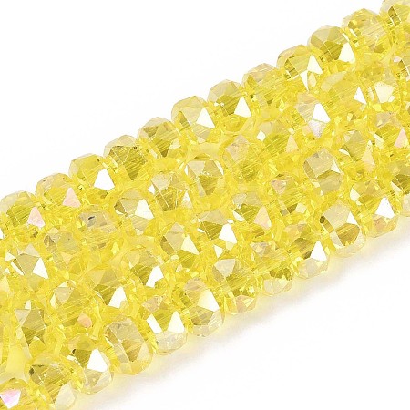 Electroplate Transparent Glass Beads Strands EGLA-N022-04A-D19-1