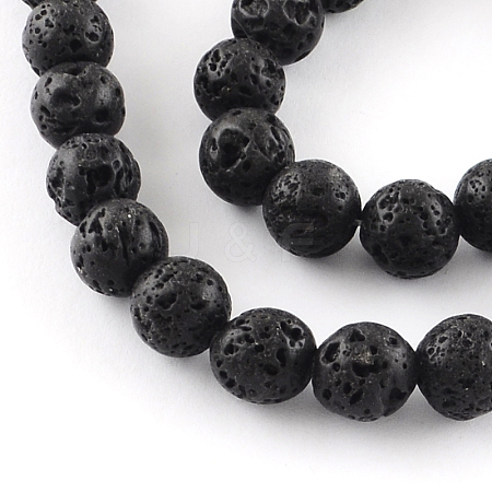 Natural Dyed Lava Rock Gemstone Round Bead Strands G-R293-05-1