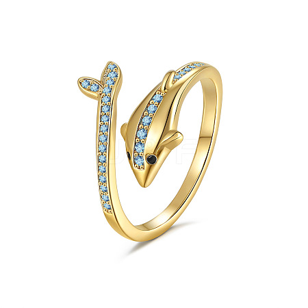 Brass Micro Pave Cubic Zirconia Cuff Open Rings FS-WG36E83-02-1
