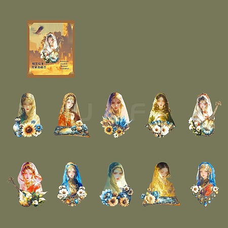 20Pcs 10 Styles Loulan Women PET Stickers PW-WG09C8B-06-1