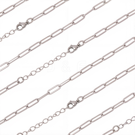 10Pcs 667 Stainless Steel Paperclip Chain Necklaces NJEW-BBC0001-48C-P-1