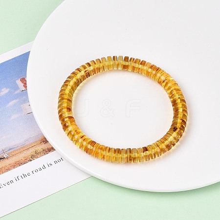 Natural Amber Beaded Stretch Bracelets for Men Women BJEW-T018-19-1