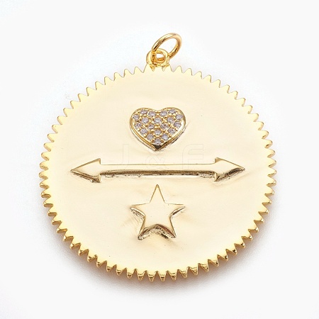 Brass Micro Pave Cubic Zirconia Pendants ZIRC-O026-25G-NR-1