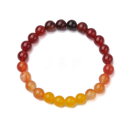 8mm Round Natural Carnelian & Agate & Malaysia Jade Beaded Stretch Bracelets BJEW-TA00514-01-1