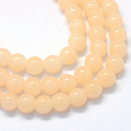 Baking Painted Imitation Jade Glass Round Bead Strands DGLA-Q021-8mm-42-1