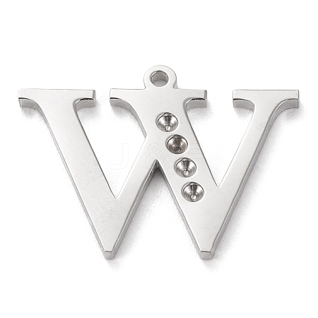 Tarnish Resistant 304 Stainless Steel Letter Pendant Rhinestone Settings LS-STAS-J028-01W-1