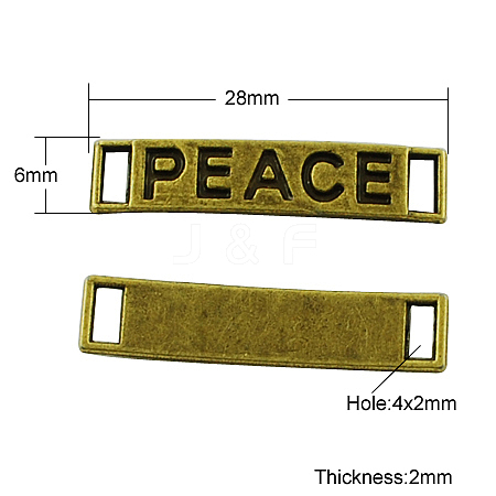 Tibetan Style Rectangle Carved Word Peace Message Links connectors X-TIBEB-A124544-AB-FF-1