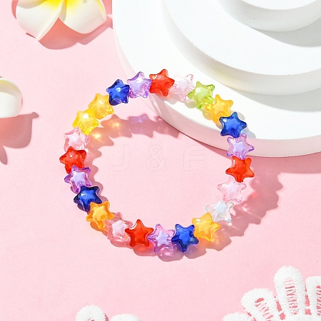 Transparent Acrylic Star Stretch Beaded Bracelets for Women BJEW-JB11519-1