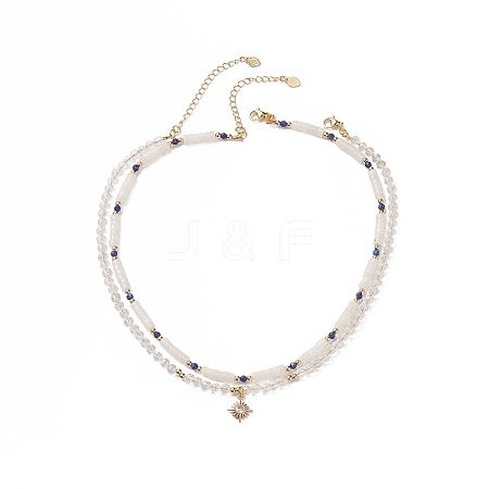 Natural White Jade & Crystal Beaded Necklaces NJEW-JN04137-1