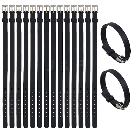 16Pcs Flat Silicone Cord Bracelets for Women Men BJEW-FH0001-08-1