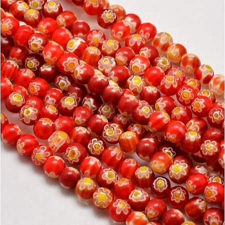 Round Millefiori Glass Beads Strands LK-P002-11-1