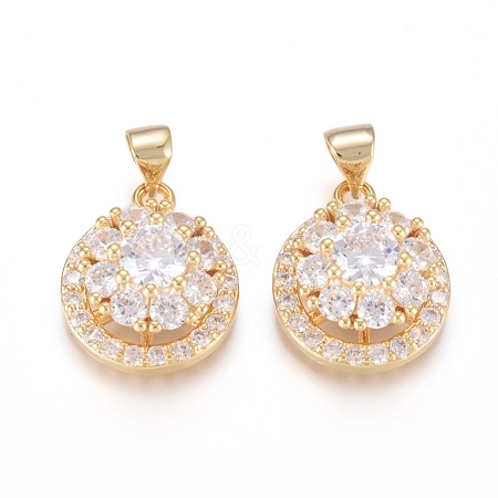 Brass Micro Pave Cubic Zirconia Pendants ZIRC-I039-01C-G-1