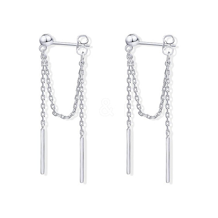 Stick Shaped Brass Chain Tassel Stud Dangle Earrings FS-WGFCB39-02-1