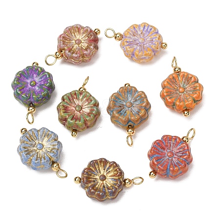 Baking Paint & Golden Metal Enlaced Glass Pendants GL-CBA010C-12G-1