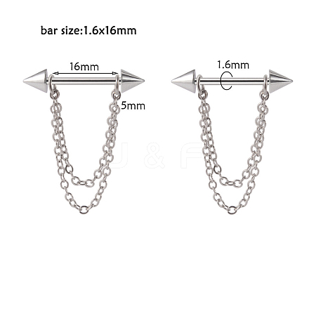 304 Stainless Steel Nipple Barbells with Chains WG66F66-05-1