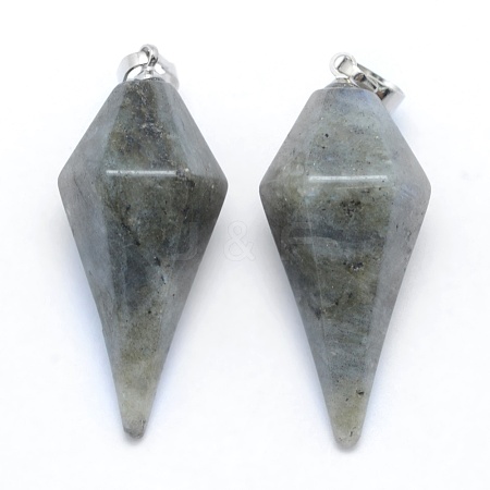 Natural Labradorite Pointed Pendants KK-E757-F-18P-1