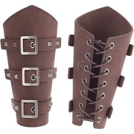 Leatheroid Punk Style Cuff Wristband for Bikers AJEW-WH0020-38A-1