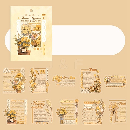 20 Sheets Paper PET Stickers Dreamy Flower Shadow Series PW-WG1A115-01-1