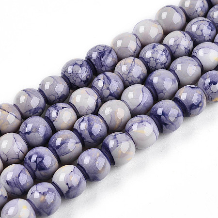 Baking Paint Glass Beads Strands DGLA-N003-8mm-C08-1