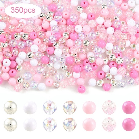 250Pcs 5 Styles Opaque Acrylic Beads MACR-YW0004-83A-1
