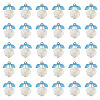 30Pcs Transparent Glass Flower Pendants with Deep Sky Blue Acrylic Leaf PALLOY-TAC0241-3