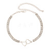 Brass Crystal Rhinestone Tennis Double Heart Link Anklets for Women FS-WGBD382-02-3