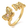 Brass Micro Pave Cubic Zirconia Cuff Finger Rings for Women RJEW-B112-15G-4