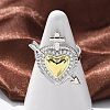 Brass Micro Pave Cubic Zirconia Open Cuff Ring for Women RJEW-F177-02GP-03-4