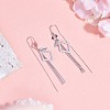 Anti-Tarnish Rhodium Plated 925 Sterling Silver Rhombus with Chain Tassel Dangle Earrings JE1048A-3