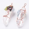 Natural Quartz Crystal and Mixed Stone Big Pointed Pendants G-P378-F02-2