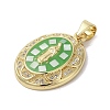 Oval with Virgin Mary Brass Micro Pave Clear Cubic Zirconia Pendants KK-K385-030G-3