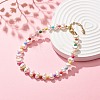 ABS Plastic  Pearl Beaded Anklets with Round Acrylic Beads for Women AJEW-AN00499-2